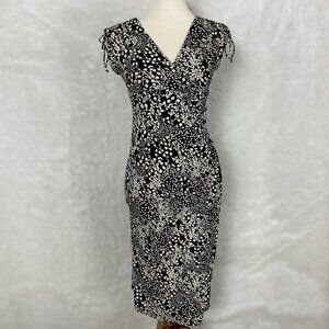Isabella Oliver Ivory Black Sleeveless Leaf Print Cardine Maternity Dress 1 US 4